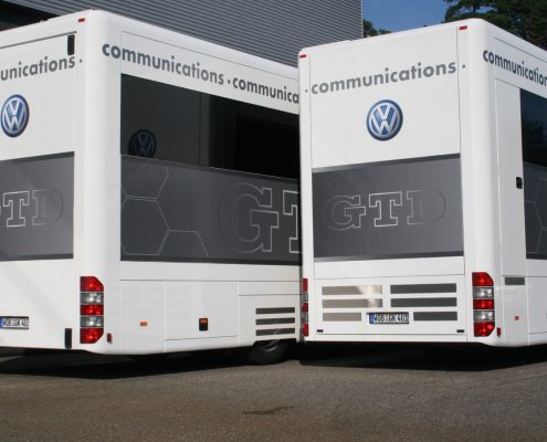 Exterior exhibition trailers VW Motorsport Hospitality trailers