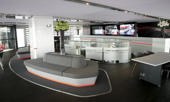 Interior reference for exhibition trailers and McLaren Hospitality trailers